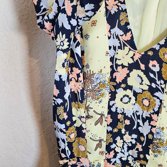 Modcloth Unique Persona Midi Dress Yellow Navy Floral Women's Size 4 Fairy Work - Picture 6 of 10